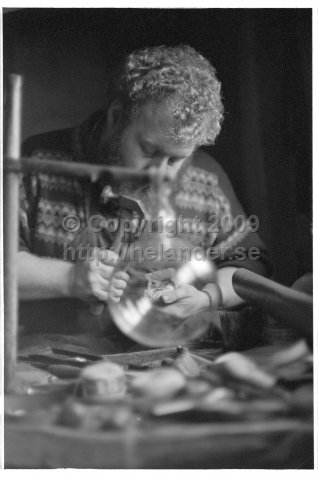 Glass worker, probably at Skansen, Stockholm. (1973)