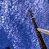 Telephone pole with clouds in the sky. (1971)