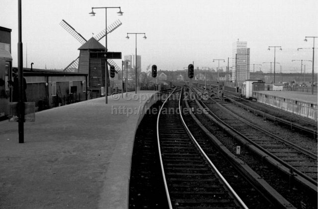 Metro station Gullmarsplan, view towards Södermalm, Stockholm. (1961)