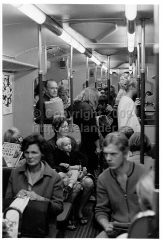 Communters in the metro, Stockholm. (1969)