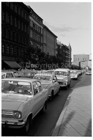 Traffic congestion, Odenplan, Stockholm. (1969)