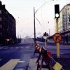 Götgatan crossing Ringvägen at Skanstull, Södermalm, Stockholm, early morning (2:35 am). 1960\'s