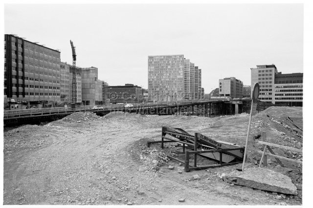 Malmskillnadsgatan, Brunkebergstorg at left, Stockholm. (1970)