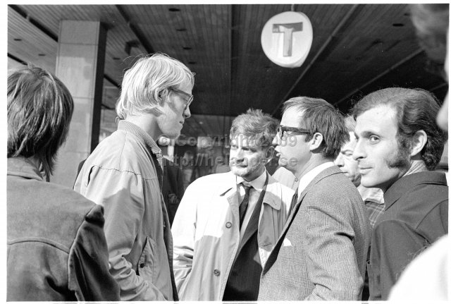 Election debate on the street, Drottninggatan, Stockholm. (1970)