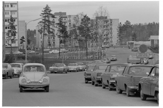 Suburb street in Älta, Stockholm. (1973)