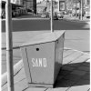 Låda med sand inför vintern, Stockholm. (1971)