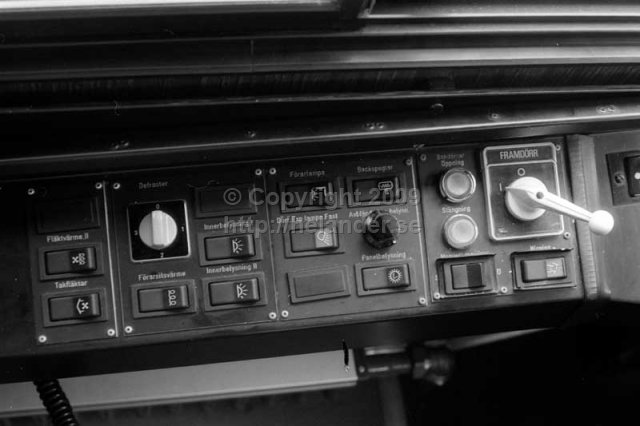 Panel left to the driver in a SL-bus, Stockholm. (1987)