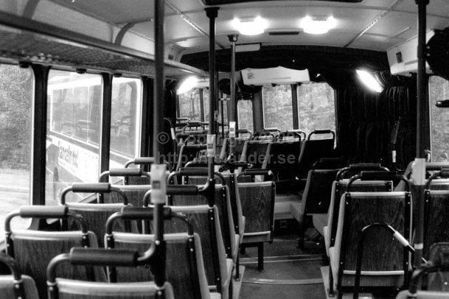 Folding bus at SL, interior. Stockholm. (1987)