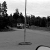 SL-bus leaving the bus stop at Flaten, Älta, Stockholm. (1987)