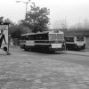 SL bus at bus stop in Farsta centrum, Stockholm. (1987)